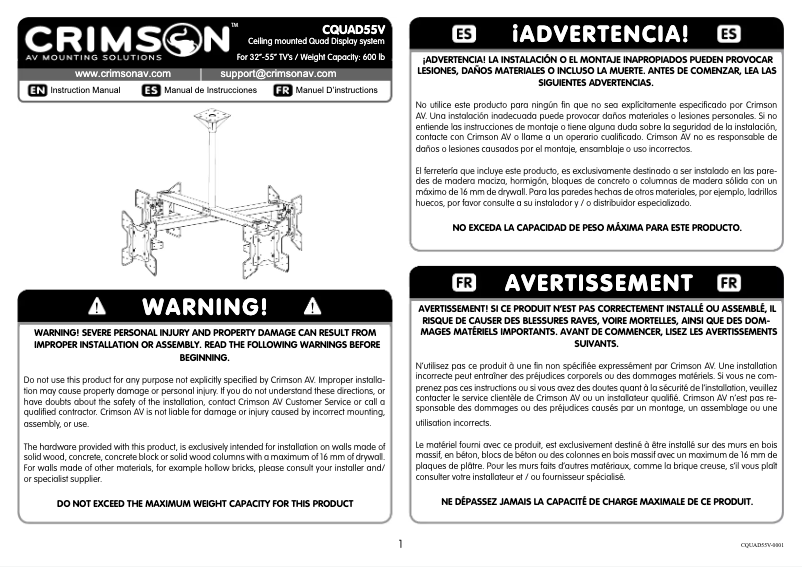 Página 1 del manual Manual de usuario Crimson CQUAD55V