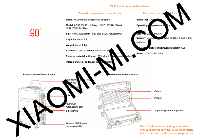 Imagen de la primera página del manual del dispositivo RunMi 90 Points Metal Suitcase