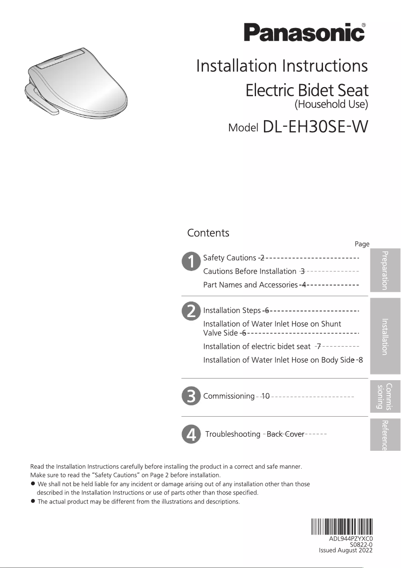 Imagen de la primera página del manual del dispositivo DL-EH30SE-W