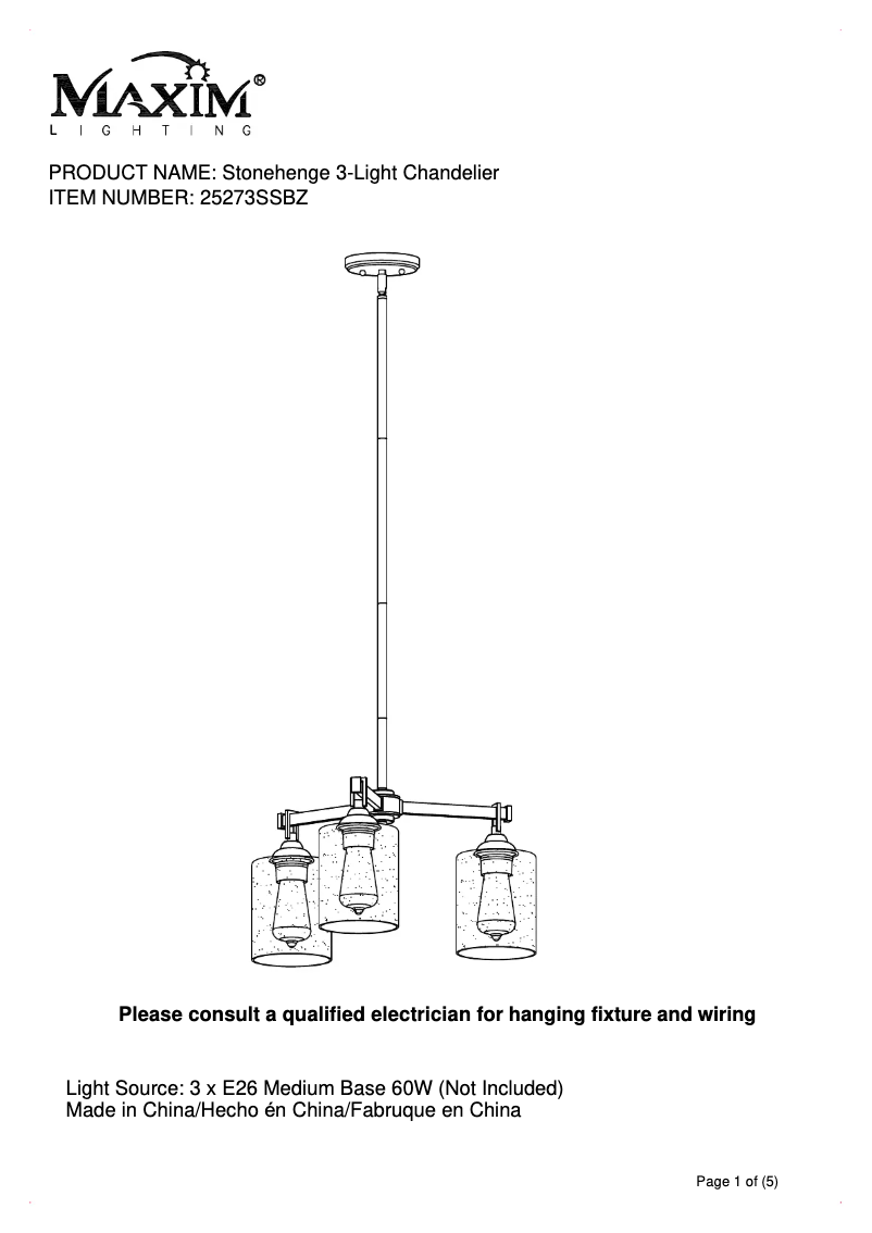 Imagen de la primera página del manual del dispositivo Stonehenge 25273SSBZ