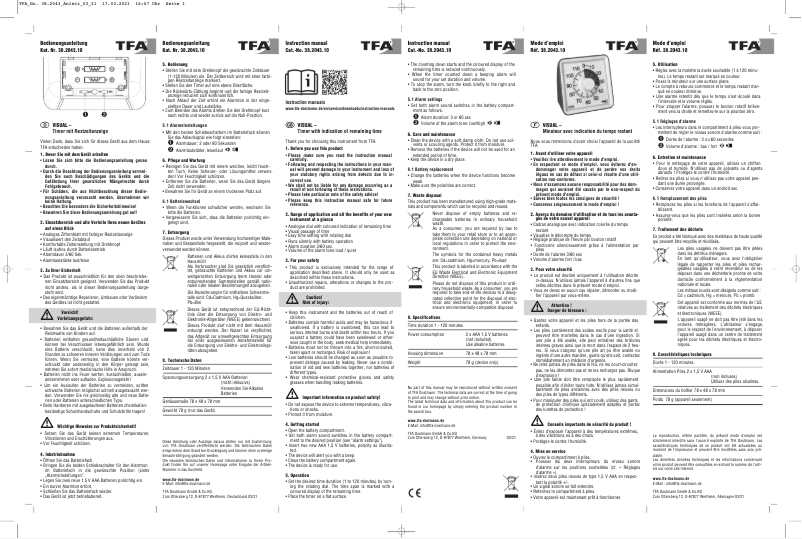 Página nº 1 - Manual de usuario TFA Visual 38.2043.10