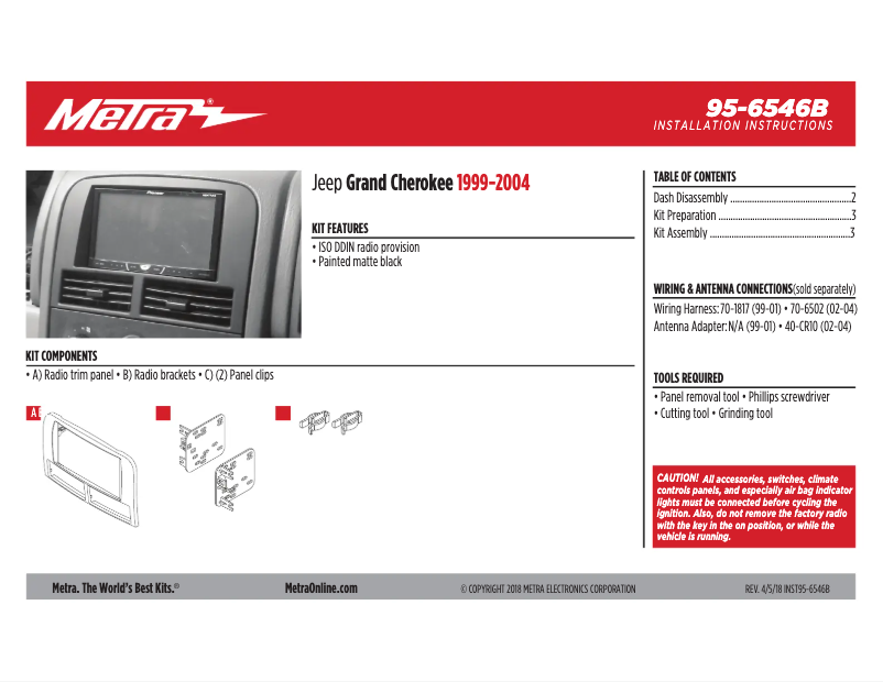 Página 1 del manual Manual de instrucciones Metra 95-6546B