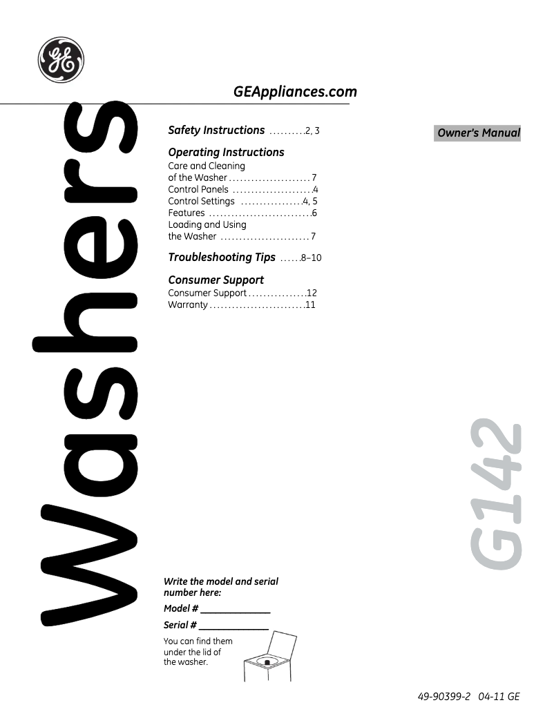 Imagen de la primera página del manual del dispositivo GTWP2005MCC