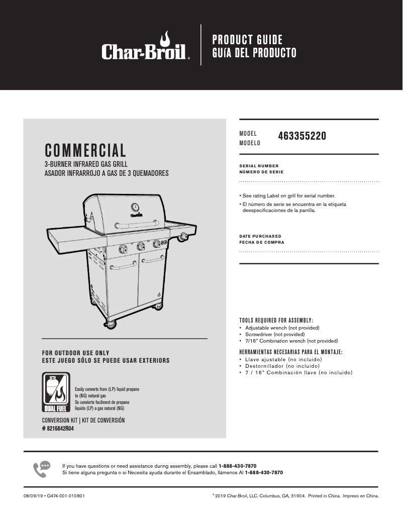 Página 1 del manual Manual de usuario Char-Broil Commercial Amplifire 463355220