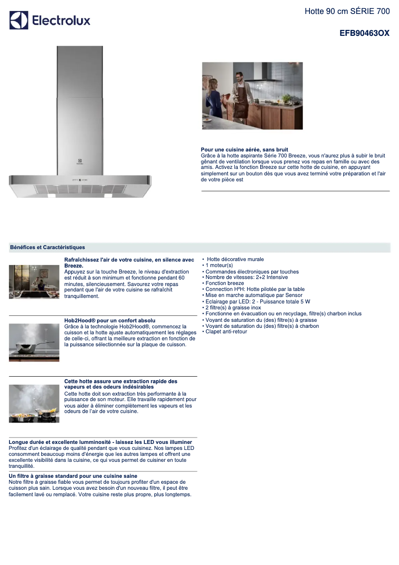 Página 1 del manual Ficha técnica Electrolux EFB90463OX