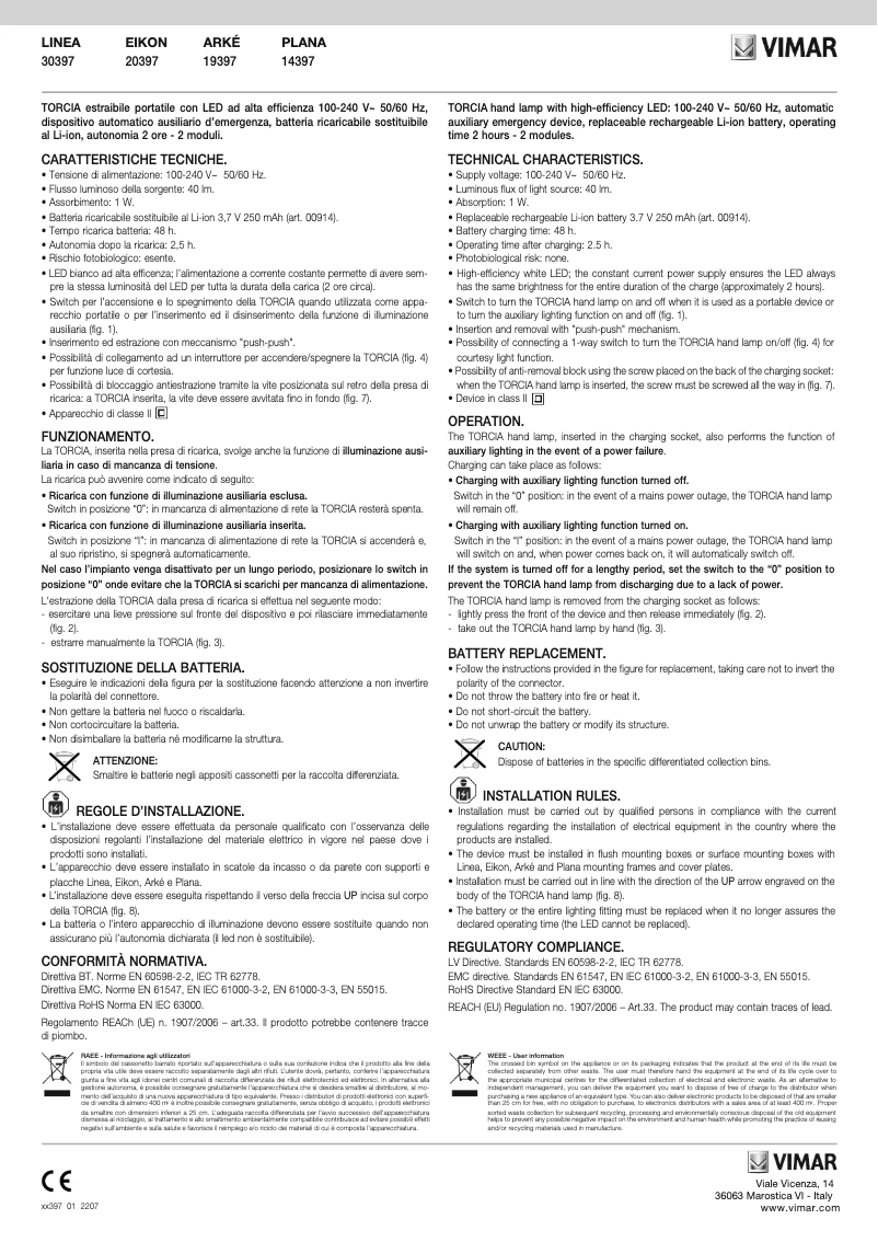 Página nº 1 - Manual de usuario Vimar 14397