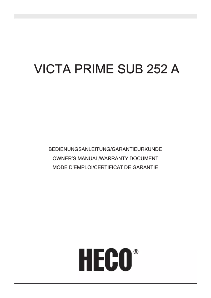 Página 1 del manual Manual de instrucciones Heco Victa Prime Sub 252 A