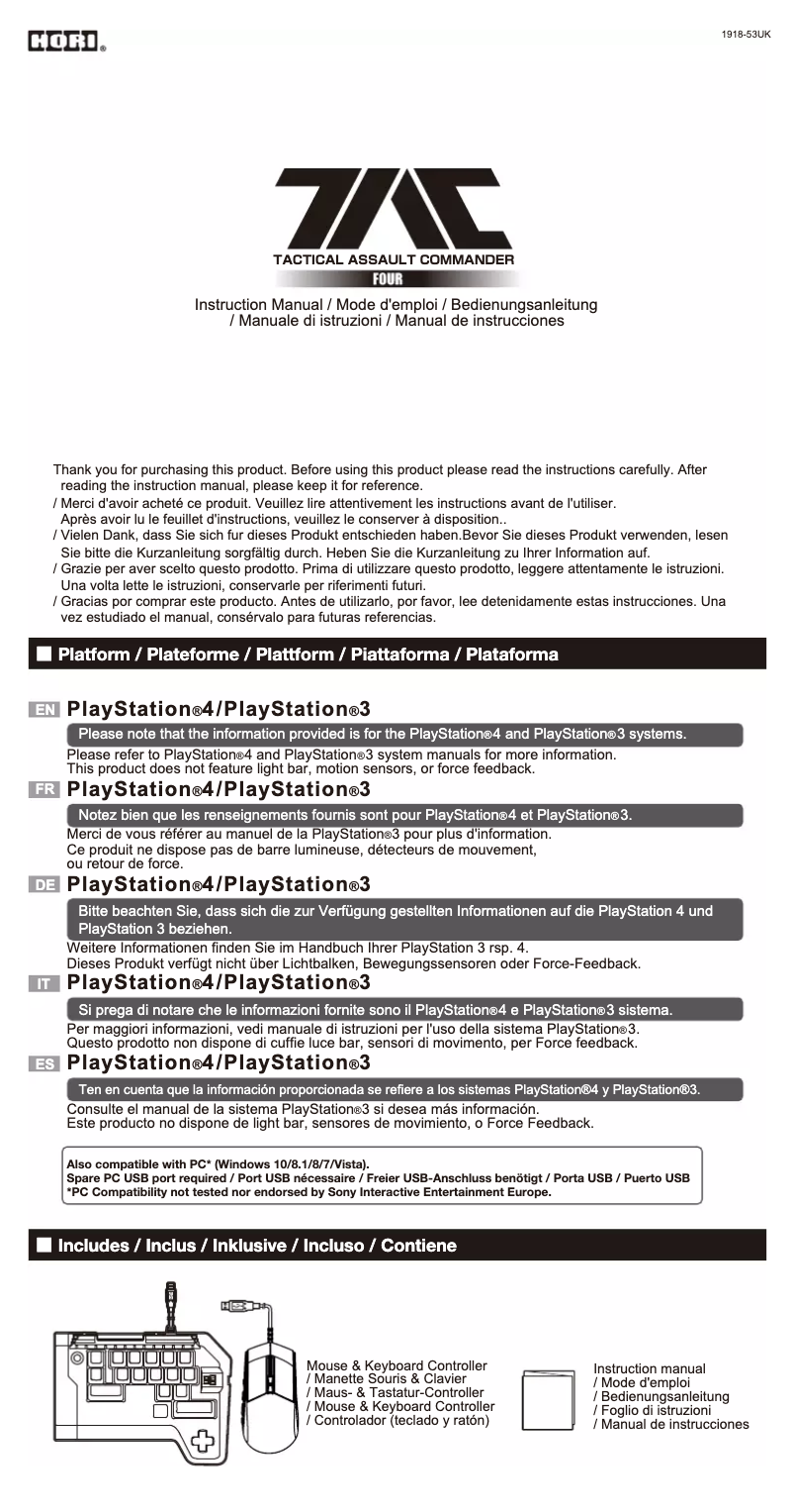 Imagen de la primera página del manual del dispositivo TAC Four