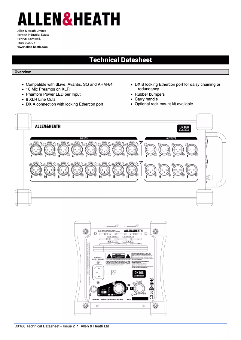 Imagen de la primera página del manual del dispositivo DX168