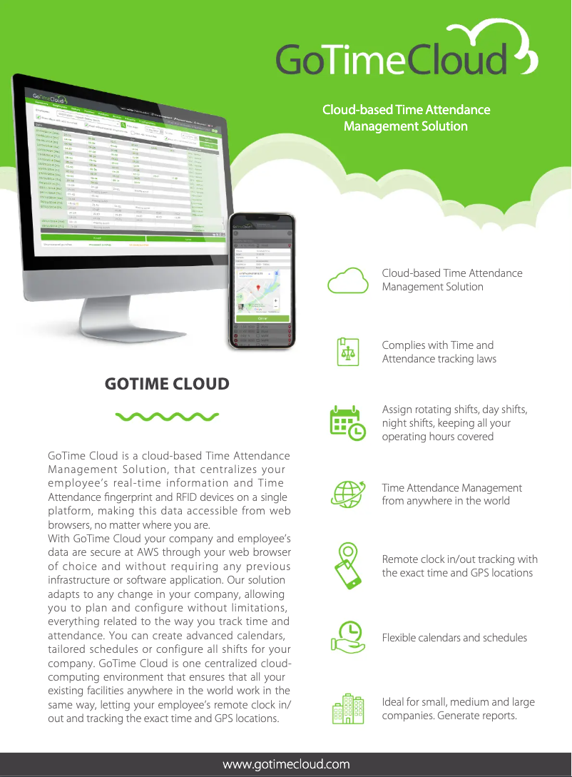Imagen de la primera página del manual del dispositivo GoTime Cloud