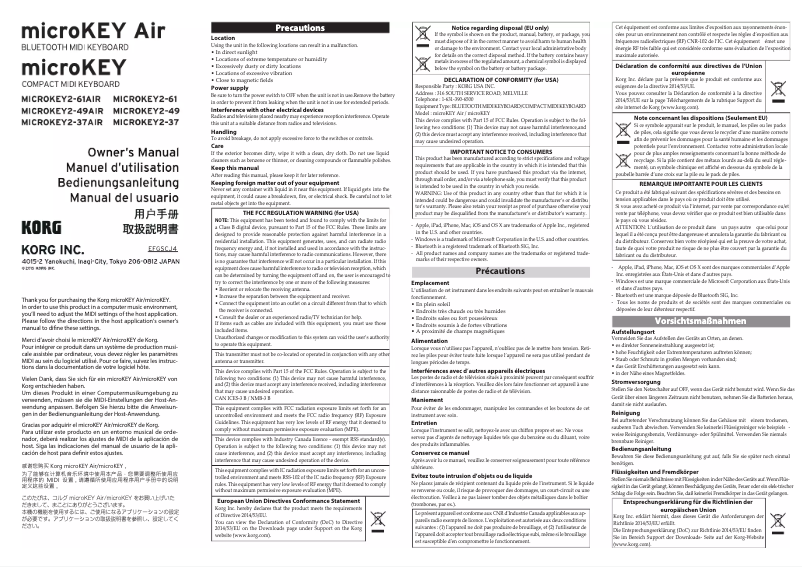 Imagen de la primera página del manual del dispositivo microKEY Air