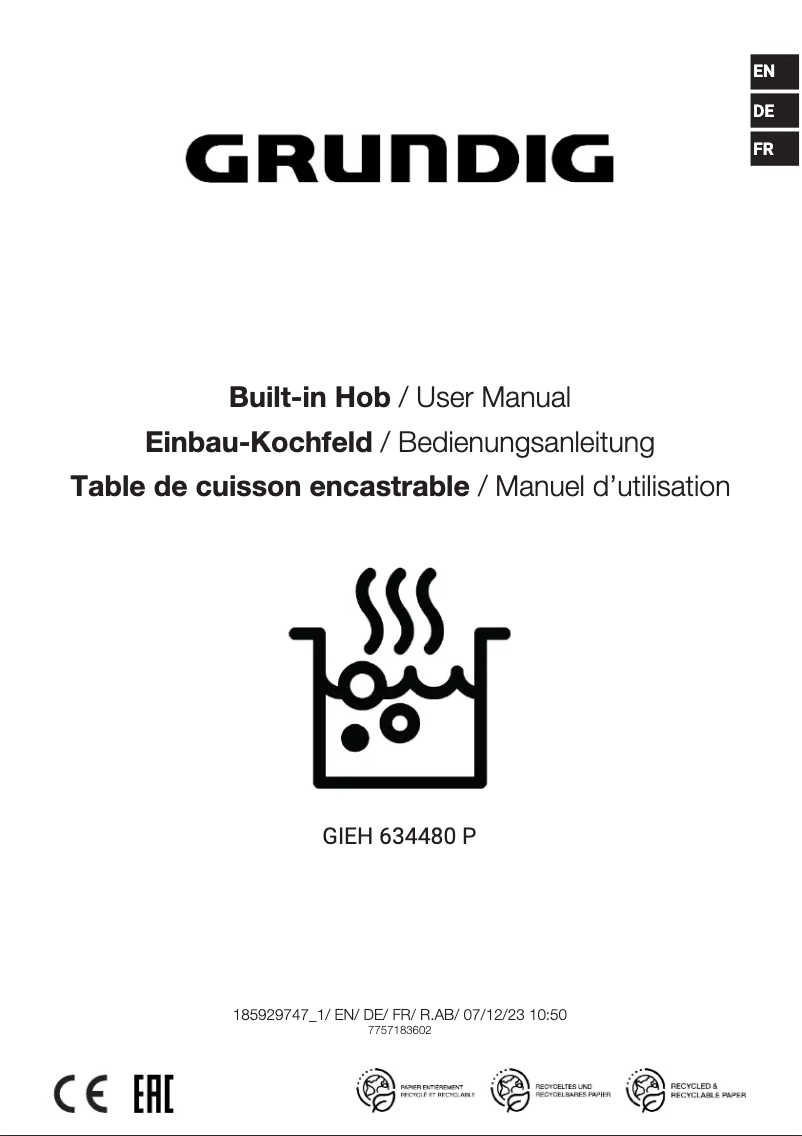 Página 1 del manual Manual de usuario Grundig GIEH 634480 P