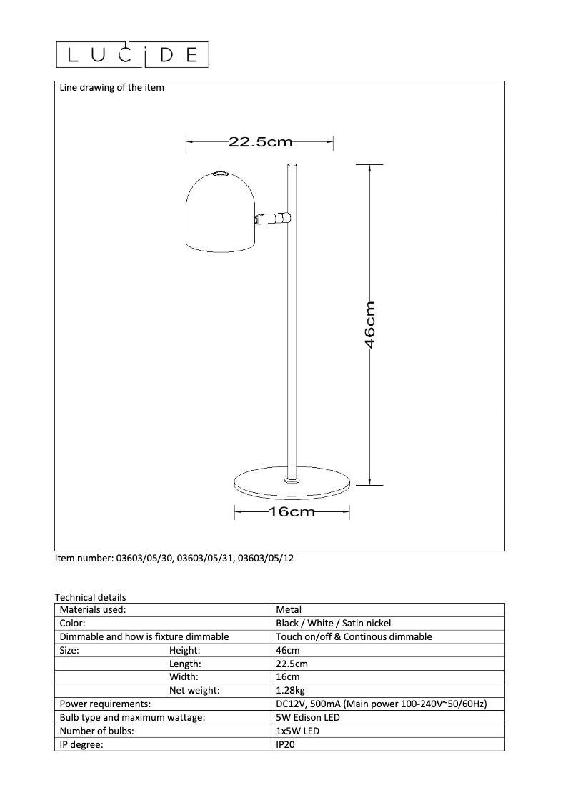 Página nº 1 - Manual de usuario Lucide Skanska 03603/05/12