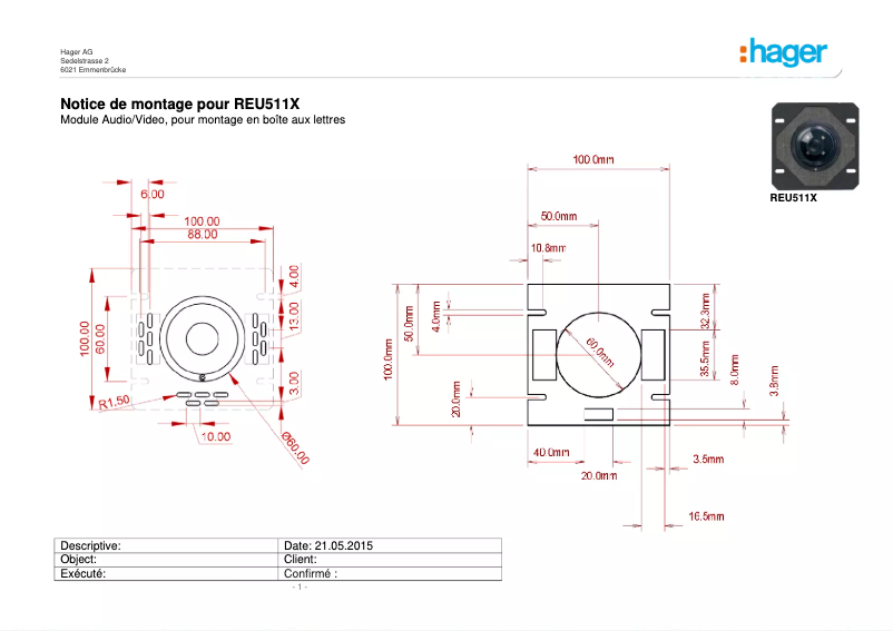 Imagen de la primera página del manual del dispositivo REU511X