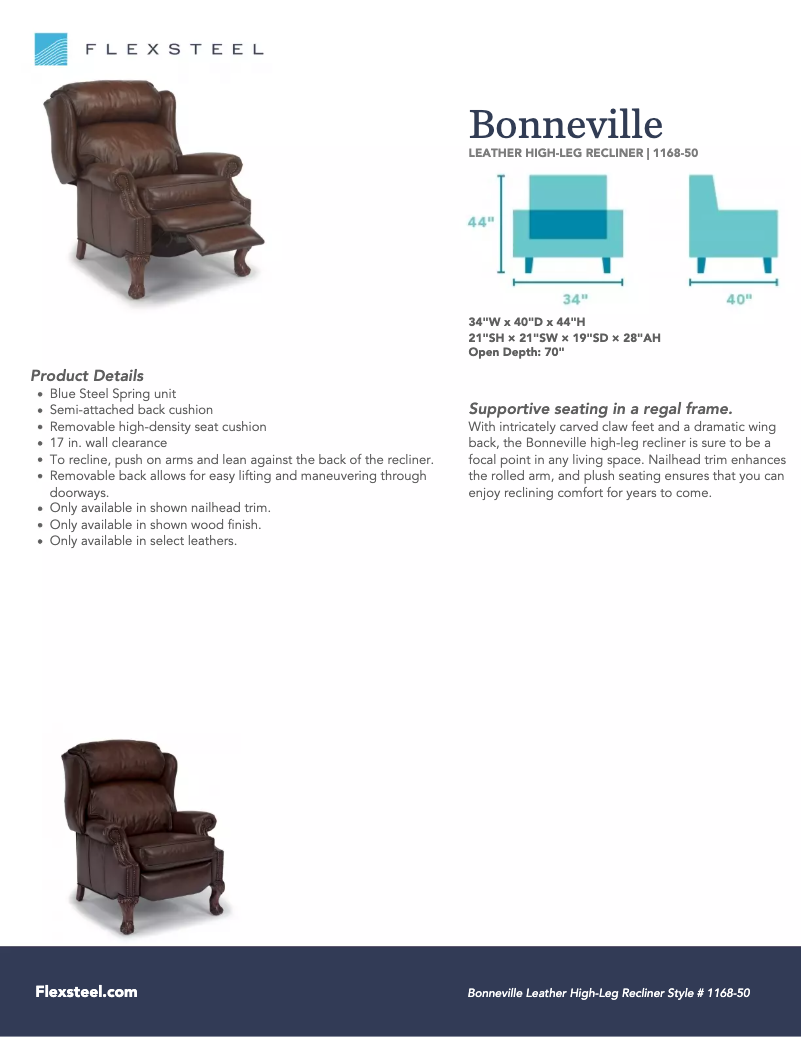 Página 1 del manual Manual de usuario Flexsteel Bonneville 1168-50