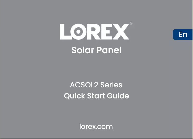 Página nº 1 - Guía de inicio rápido Lorex ACSOL2B