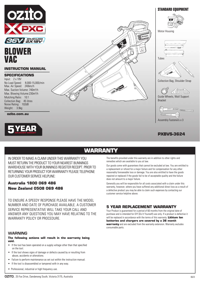 Imagen de la primera página del manual del dispositivo PXBVS-3624
