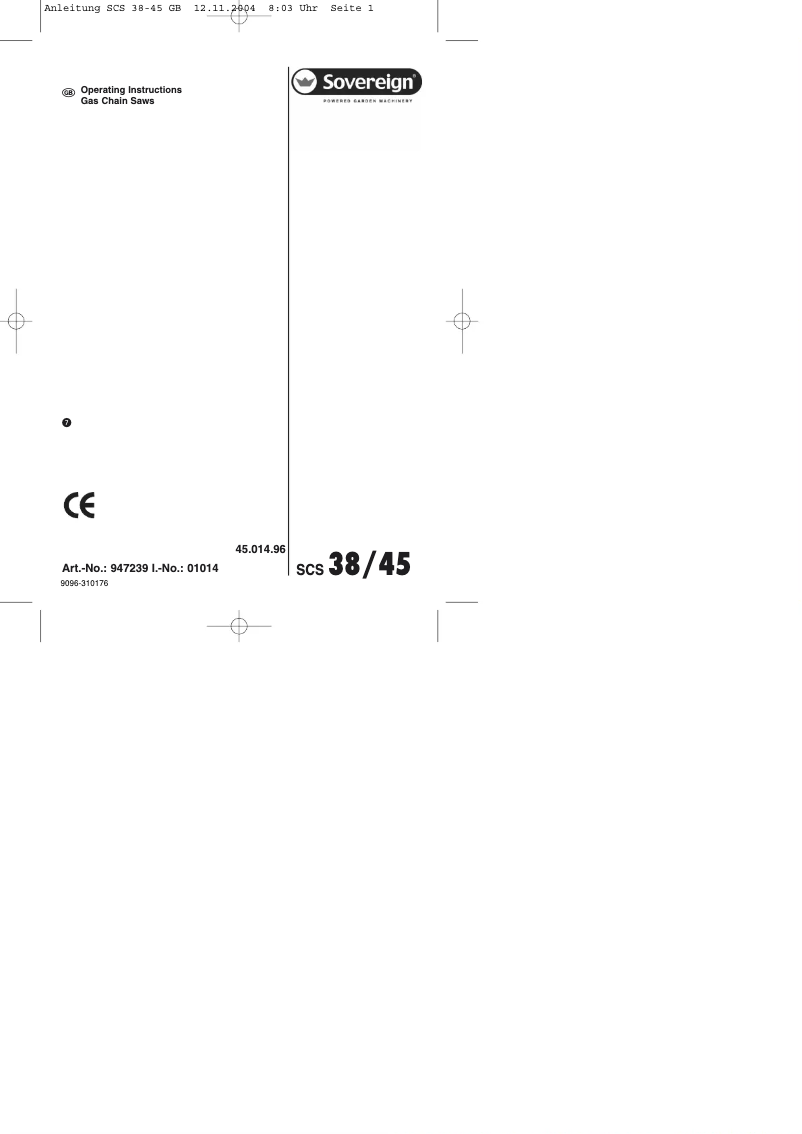 Página 1 del manual Manual de usuario Sovereign SCS 38/45
