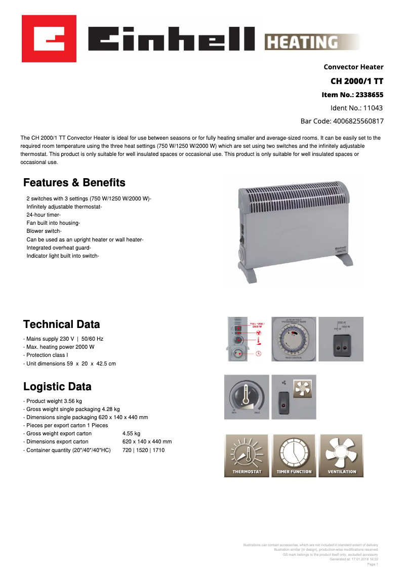 Página 1 del manual Ficha técnica Einhell CH 2000/1