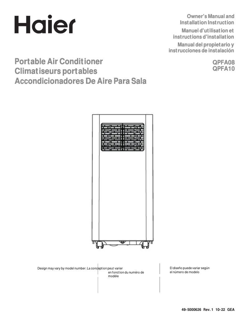 Página 1 del manual Manual de usuario Haier QPFA08YBMW