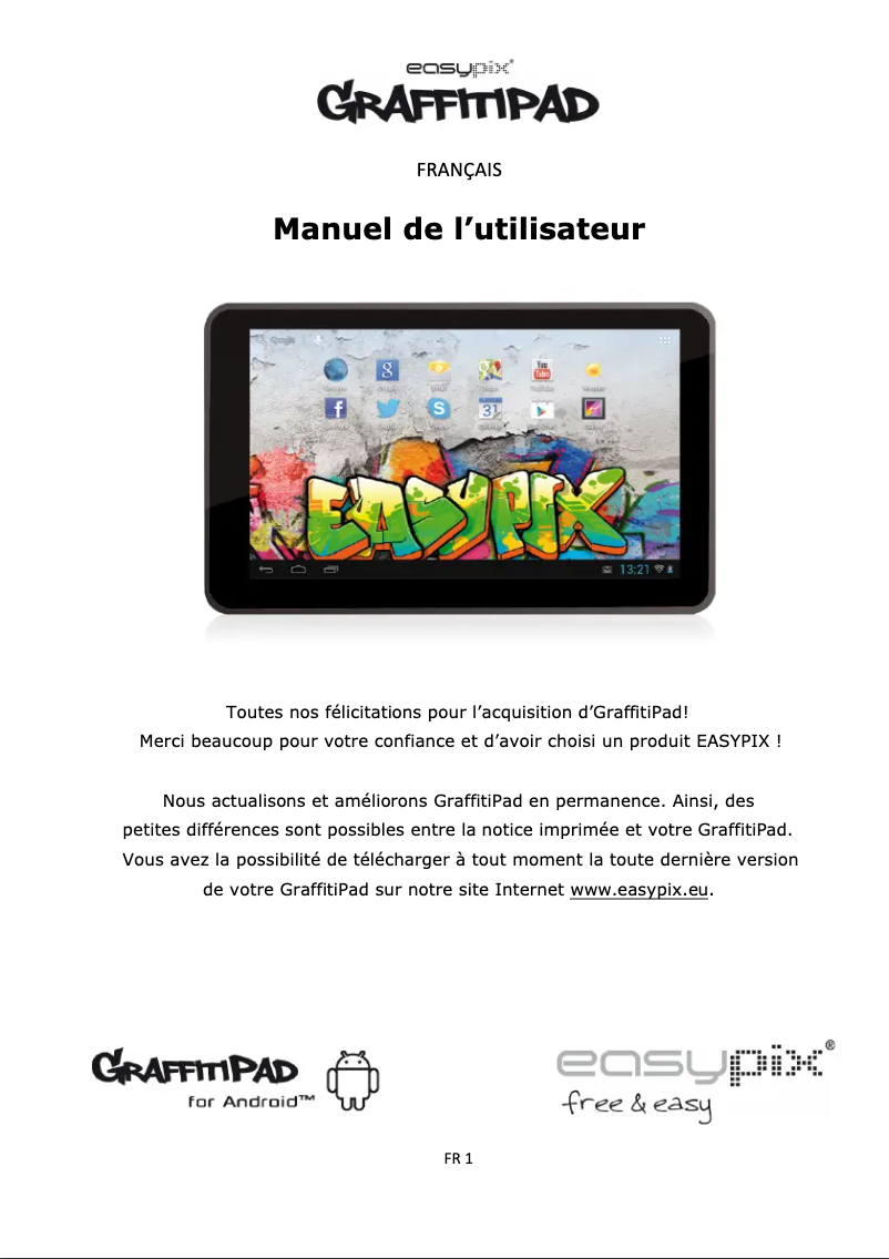 Imagen de la primera página del manual del dispositivo GraffitiPad