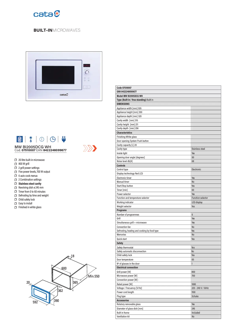 Página 1 del manual Manual de usuario CATA MW BI2005DCG WH