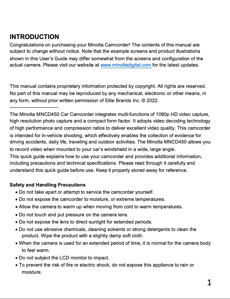 Imagen de la primera página del manual del dispositivo MNCD450