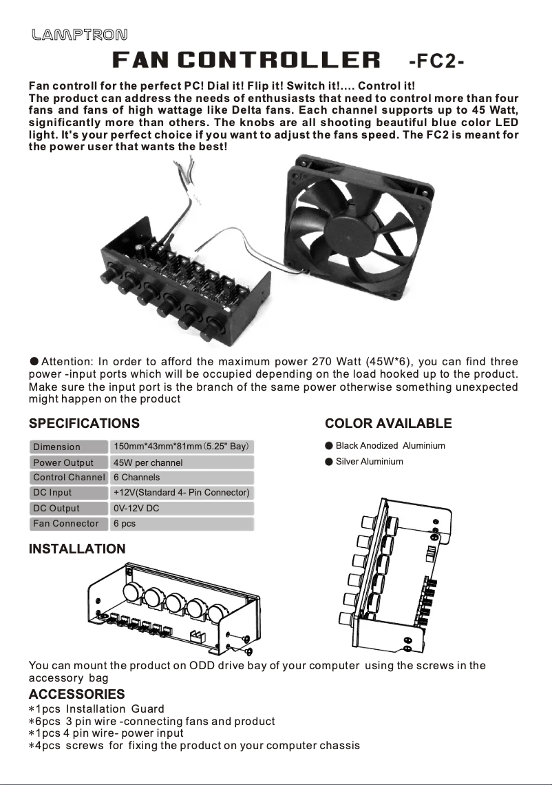 Página 1 del manual Manual de usuario Lamptron FC2
