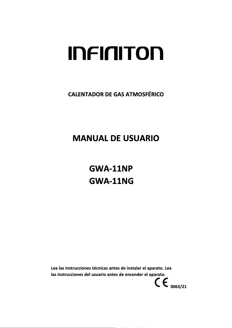 Página 1 del manual Manual de usuario Infiniton GWA-11NG