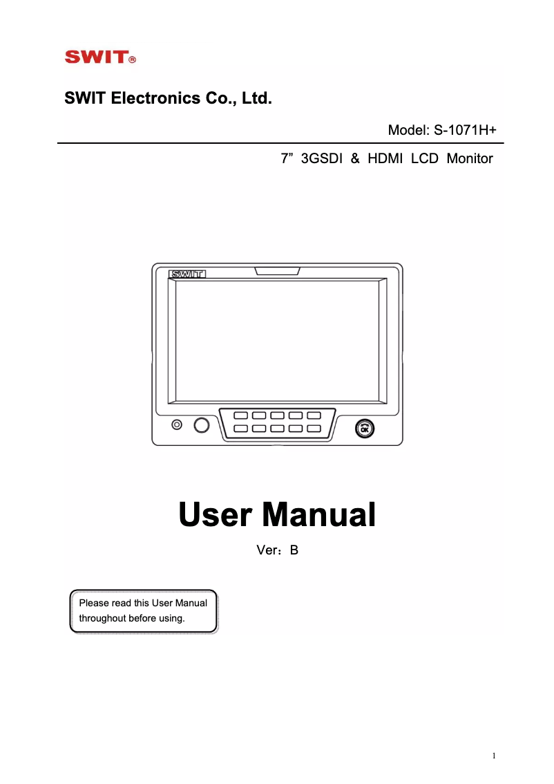 Página 1 del manual Manual de usuario SWIT S-1071H+