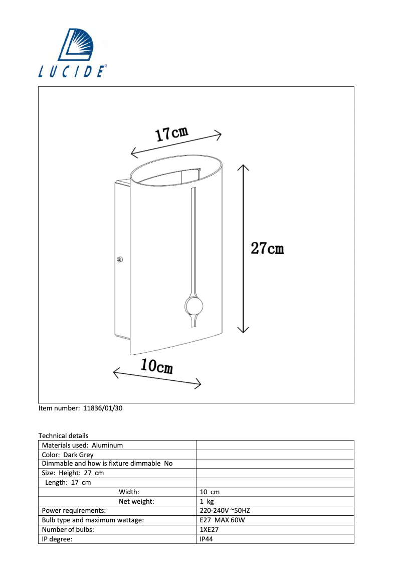 Página 1 del manual Manual de usuario Lucide Eclips