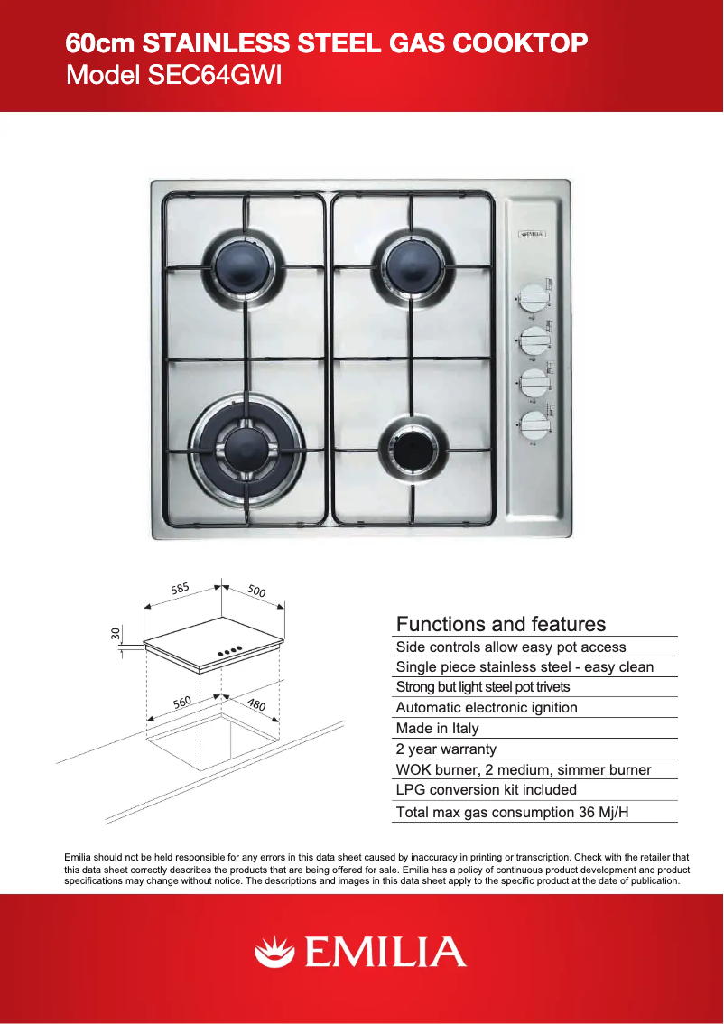 Imagen de la primera página del manual del dispositivo SEC64GWI