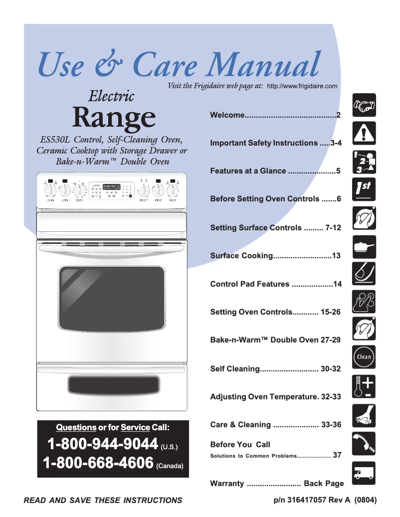 Página 1 del manual Manual de usuario Frigidaire FEFBZ90GC