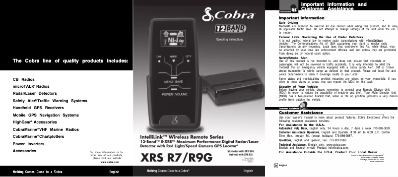 Imagen de la primera página del manual del dispositivo XRS R9G