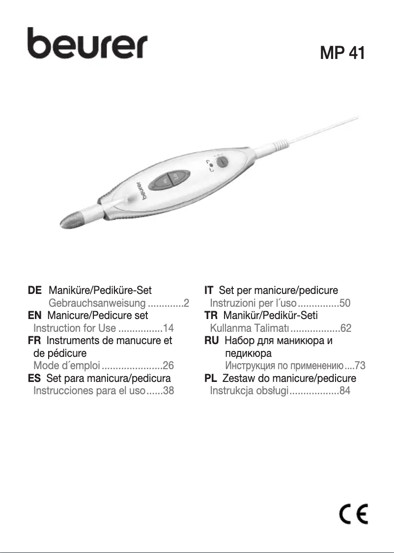 Página 1 del manual Manual de uso y mantenimiento Beurer MP 41