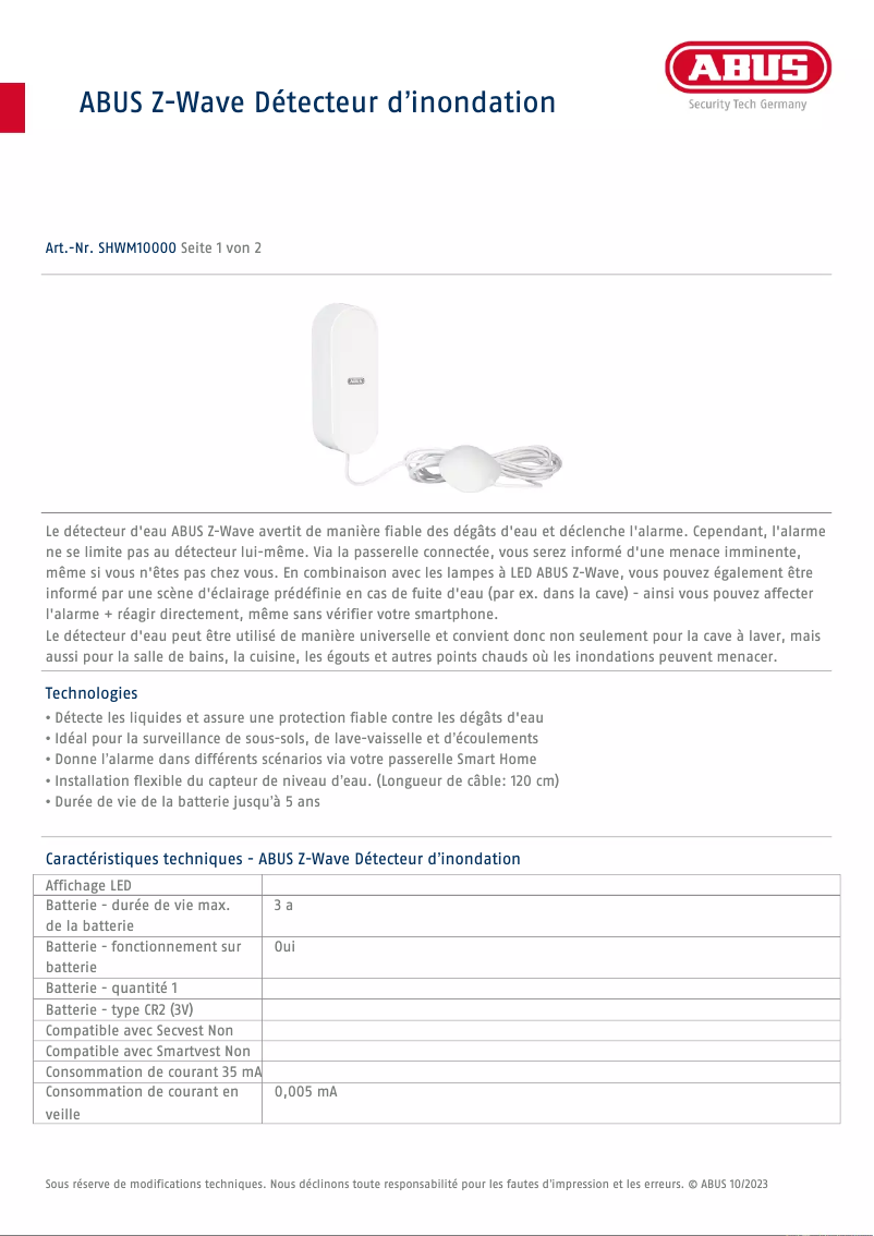 Imagen de la primera página del manual del dispositivo SHWM10000