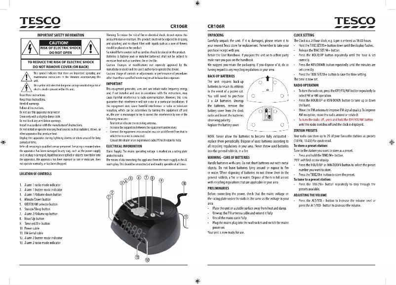 Página 1 del manual Manual de usuario Tesco CR106R