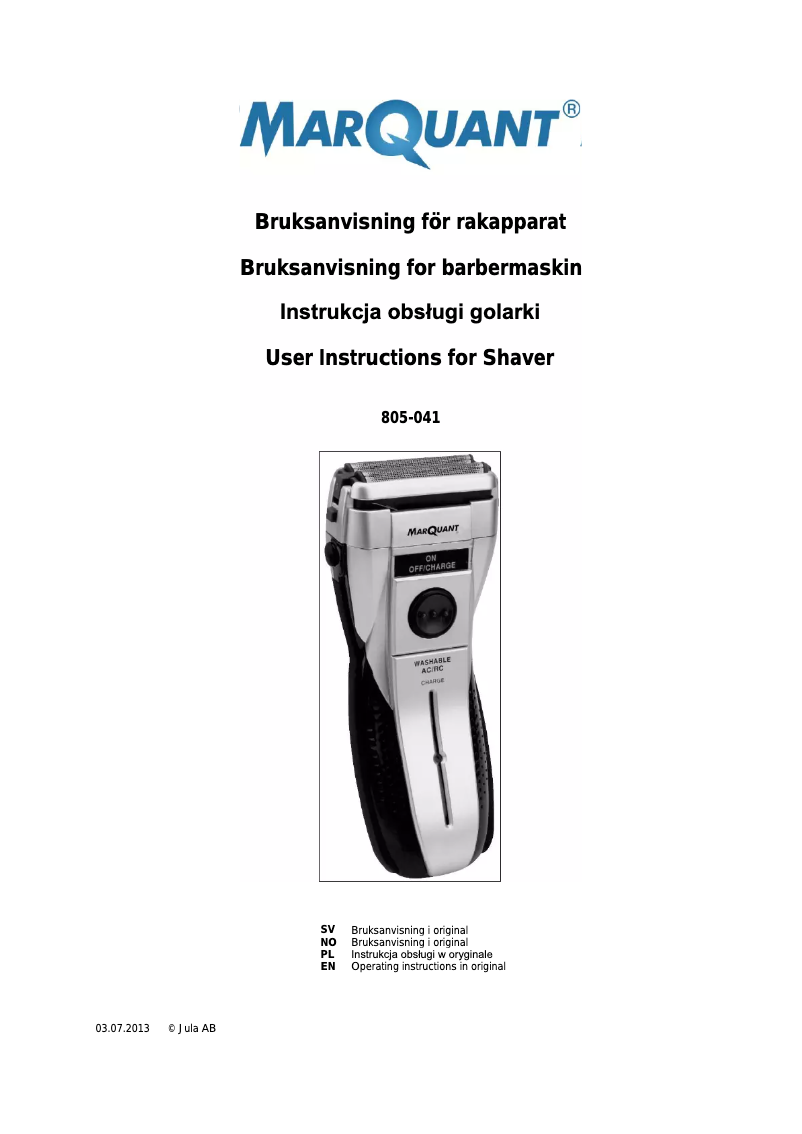 Página nº 1 - Manual de usuario Marquant 805-041