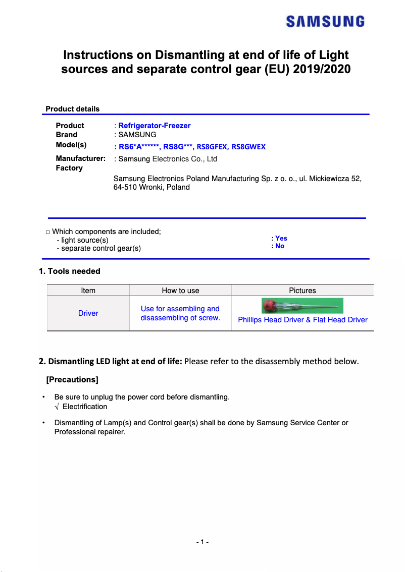 Página 1 del manual Manual de usuario Samsung RH69B8031S9