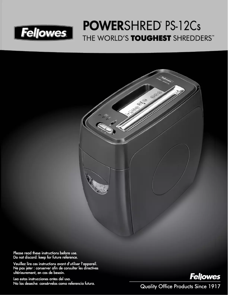 Página 1 del manual Manual de usuario Fellowes Powershred PS-12Cs