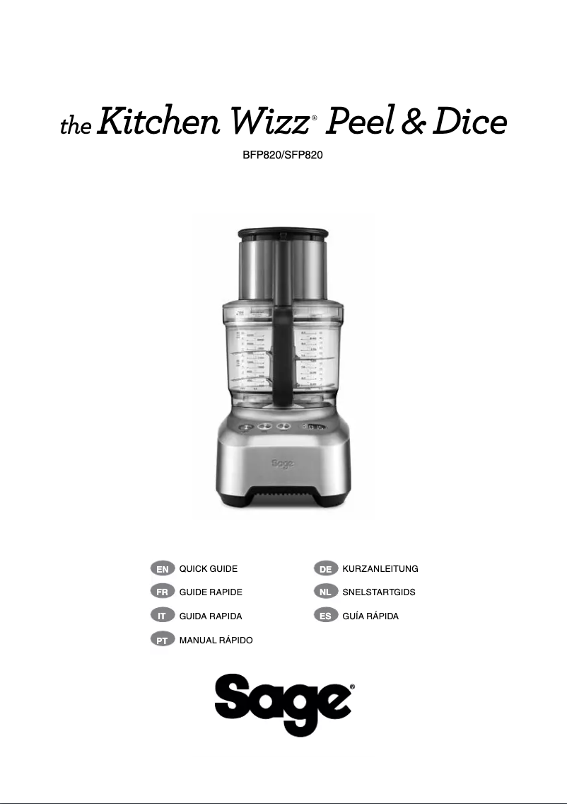 Imagen de la primera página del manual del dispositivo the Kitchen Wizz Peel & Dice BFP820
