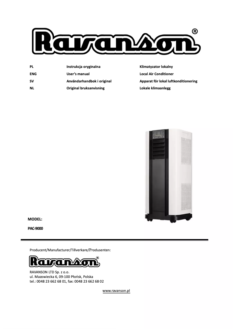 Imagen de la primera página del manual del dispositivo PAC-9000