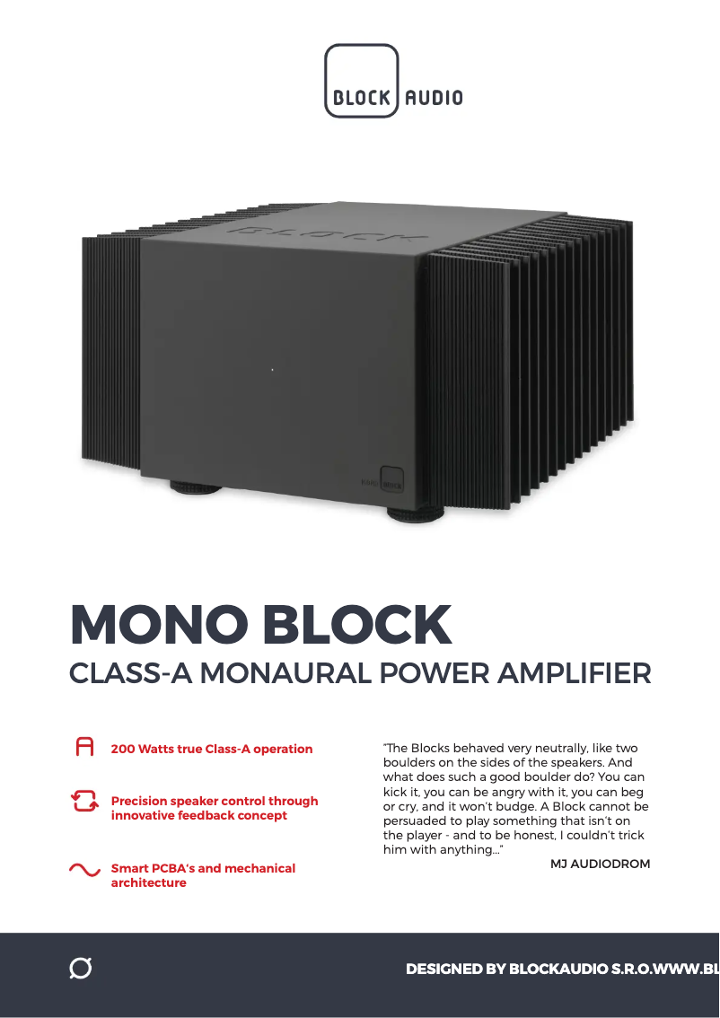 Página 1 del manual Folleto Block Mono Block SE