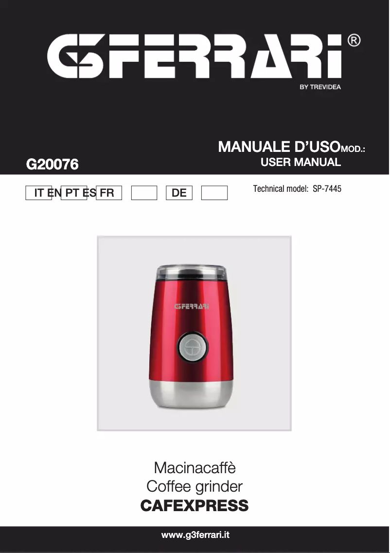 Página nº 1 - Manual de usuario G3 Ferrari Cafexpress G20076