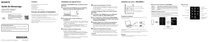 Imagen de la primera página del manual del dispositivo Walkman NWZ-E583