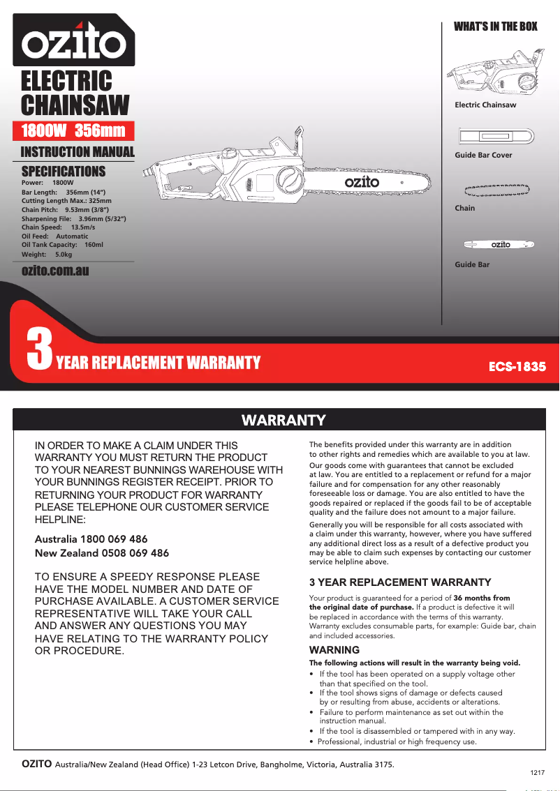 Imagen de la primera página del manual del dispositivo ECS-1835