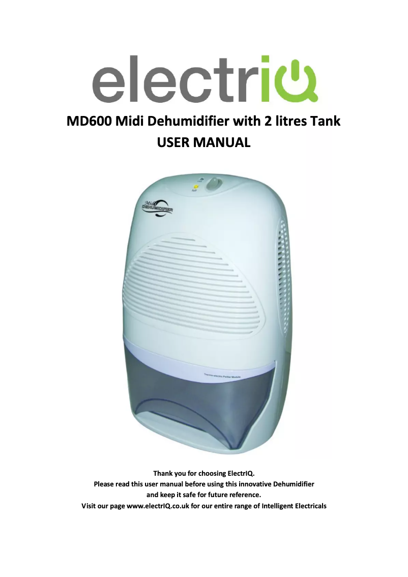 Imagen de la primera página del manual del dispositivo MD600