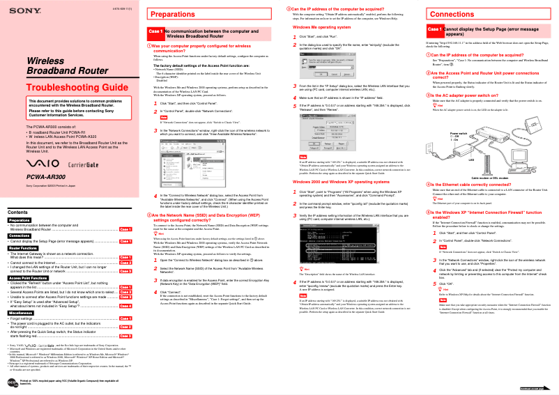 Página nº 1 - Manual de usuario Sony PCWA-AR300
