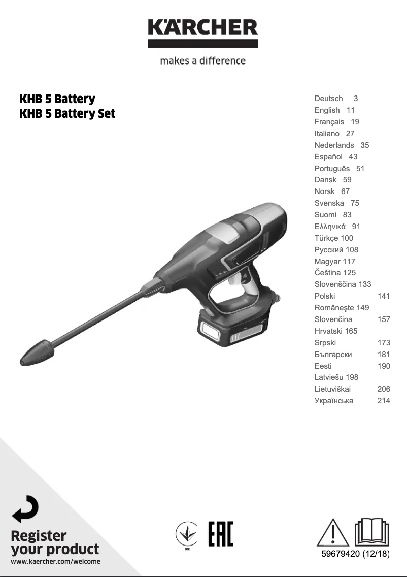Página nº 1 - Manual de usuario Kärcher KHB 5 Battery