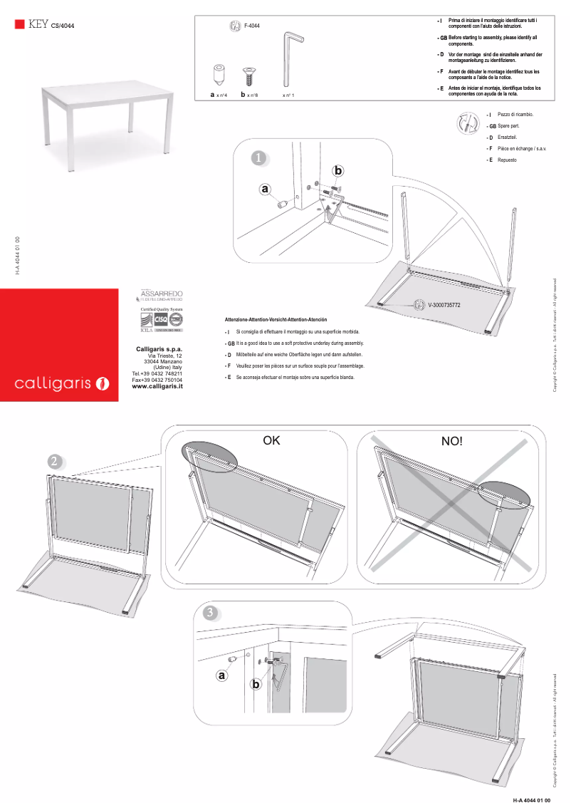 Página nº 1 - Manual de usuario Calligaris .com KEY